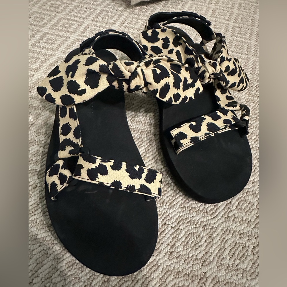 Loeffler Randall Leopard Print bow sandals